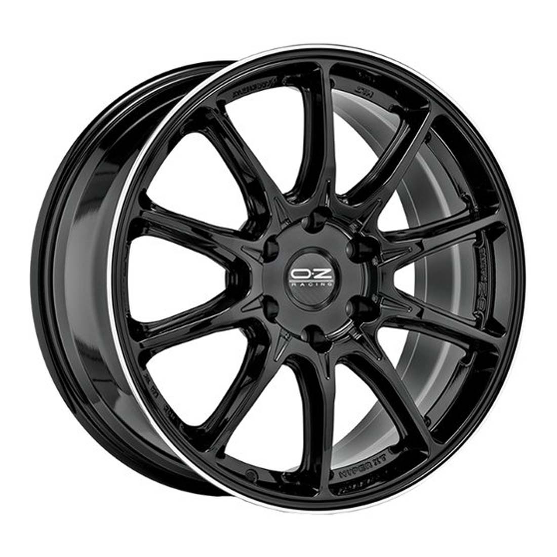 OZ-RACING HYPER XT HLT 9x20 ET38 FLAT 6x114.3 (GLOSS BLACK + DIAMOND LIP)